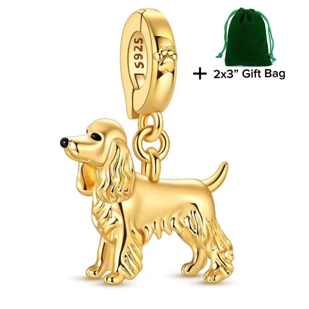 Cocker Spaniel Dog Lover Dangle Charm | 925 Silver | Brand New